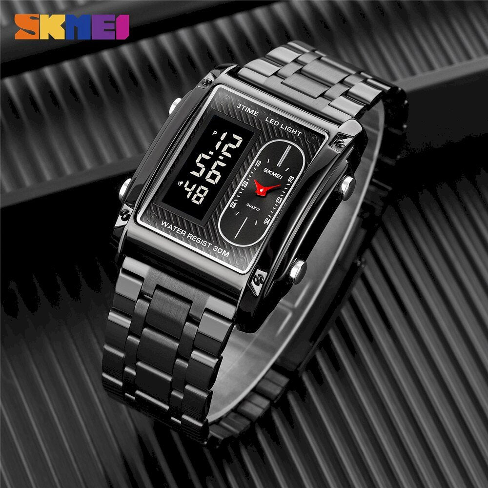 SKMEI 1868 Luxury Watches Men Metallic Stainless Steel Gold Watch Analog and Digital Watch for Men